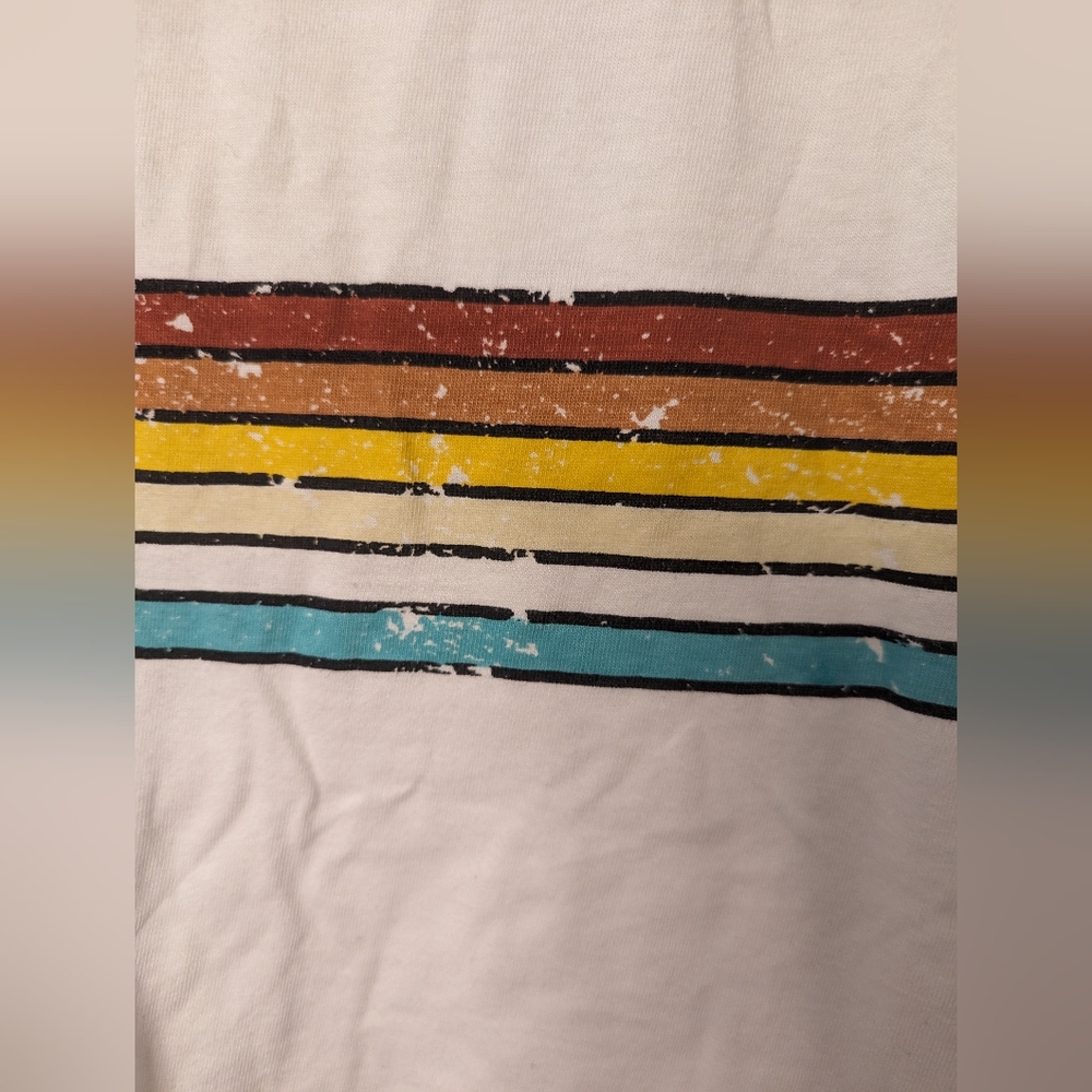 Rainbow Stripe Long Sleeve Crop Top T-shirt - Picture 2 of 5